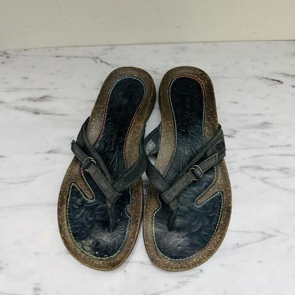 Teva Ventures Black Leather Flip Flops Women’s Size 7 - Picture 8 of 10